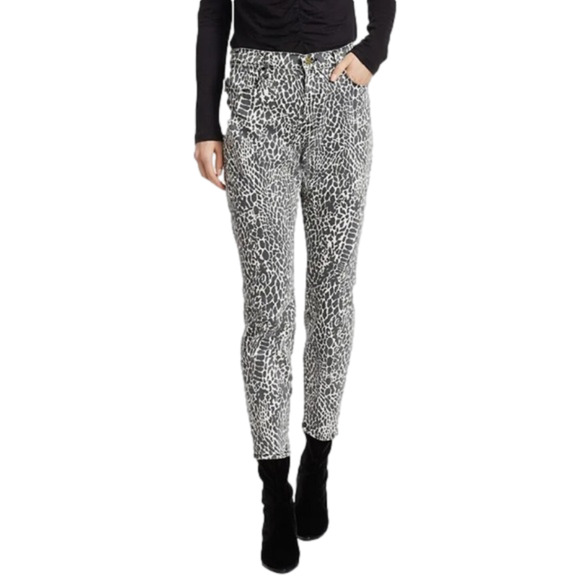 🥤 Frame Le High Skinny High Rise Skinny Noir Multi Animal Print Jean 24 NWT - Picture 2 of 15